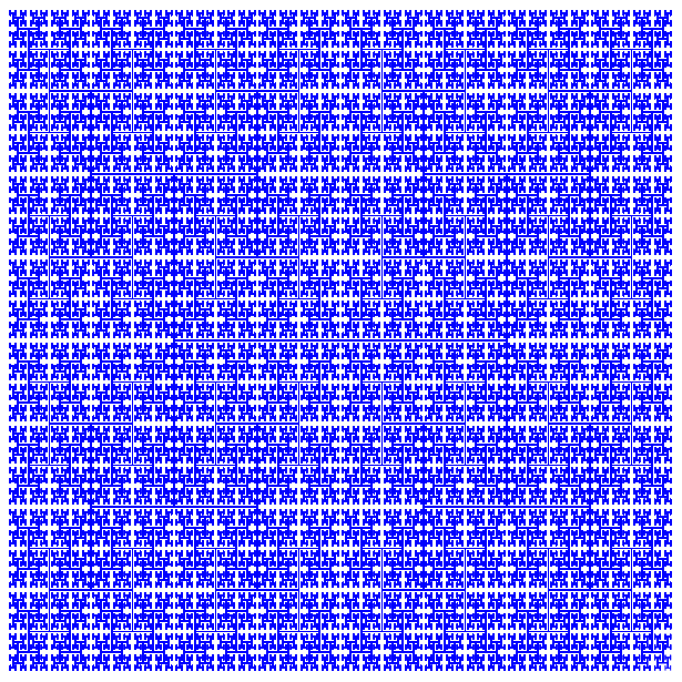 A computer drawing of a dense level seven H tree.