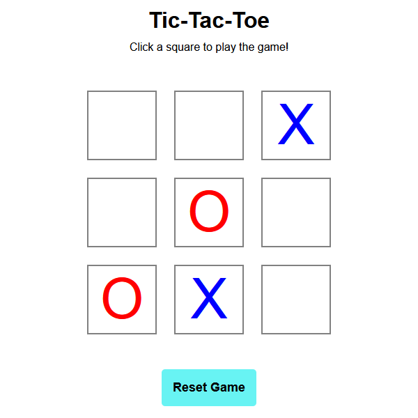 An online tic-tac-toe game board showing a game in progress.